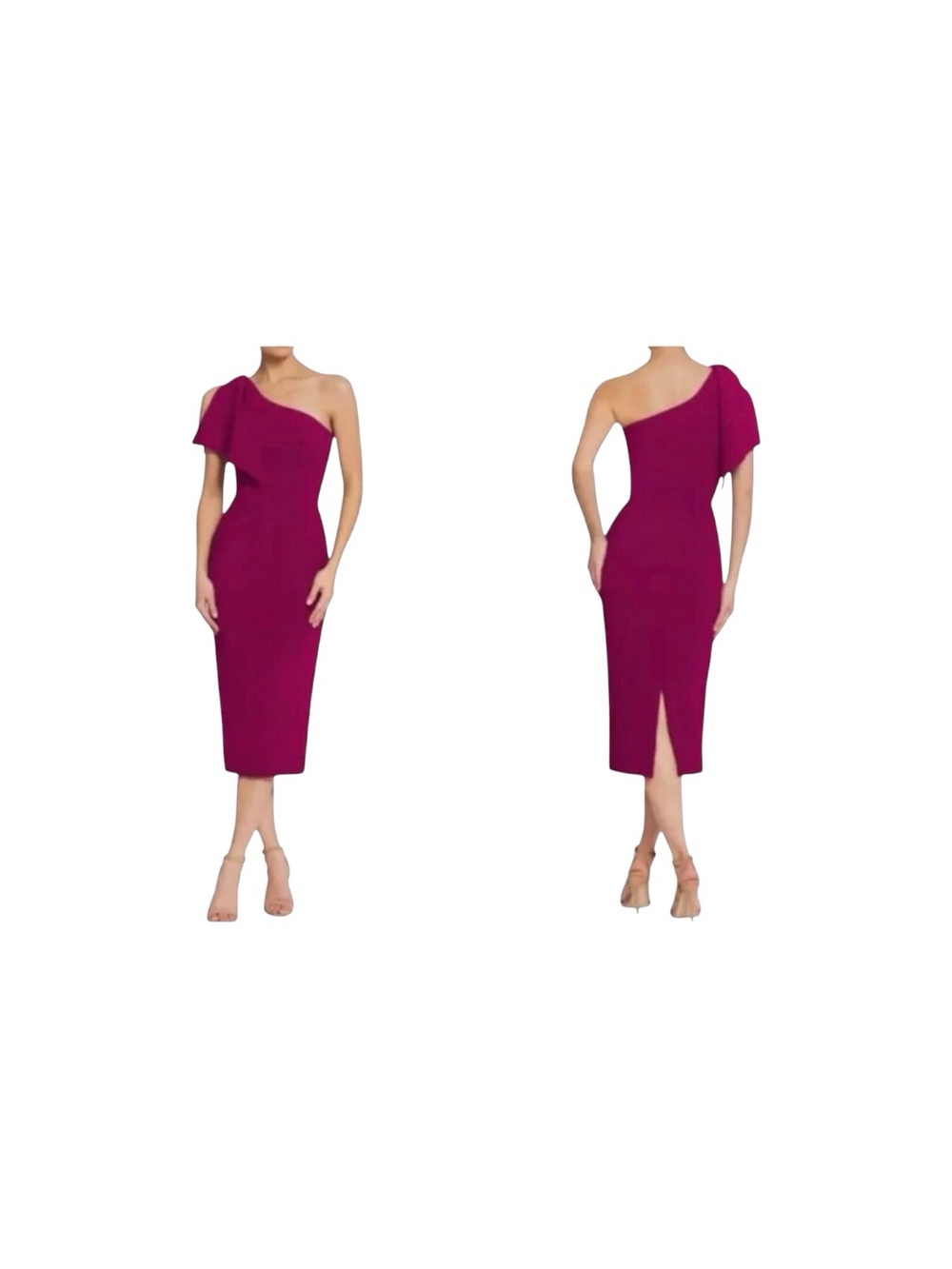 Dress The Population.  Burgundy Wine Tiffany One-Shoulder Bow Detail Dress XL